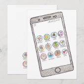 Birthday Kaart - Bday apps (Voorkant / Achterkant)