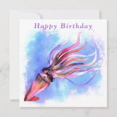 Birthday Kaart Beauful Colors Squid Swimming (Achterkant)