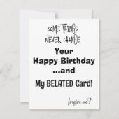 Birthday Kaart Belated Birthday Kaart FUNNY CARD (Voorkant)