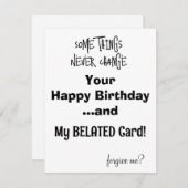 Birthday Kaart Belated Birthday Kaart FUNNY CARD (Voorkant / Achterkant)