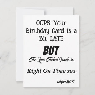 Birthday Kaart Belated Birthday Kaart FUNNY CARD
