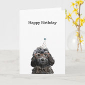 Birthday Kaart, Black Cockapoo Kaart (Gele Bloem)