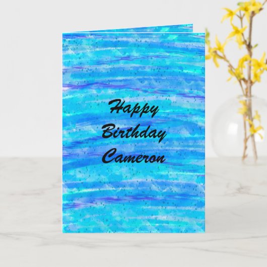 Birthday-kaart | Blauw en Paars op maat Kaart (Gele Bloem)