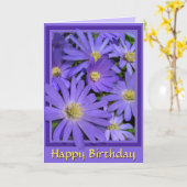 Birthday Kaart Blue Flowers Wenskaart Blank (Gele Bloem)