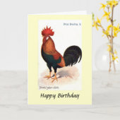Birthday Kaart - bruin lehorn Cock (Gele Bloem)