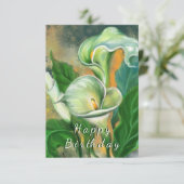 Birthday Kaart Calla Lily Flowers schilderen (Staand voorkant)