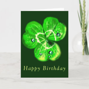 Birthday Kaart Clover Dew Drops - Jouw tekst