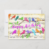 Birthday Kaart Colorful Musical Spring Birds (Voorkant)