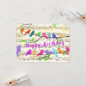 Birthday Kaart Colorful Musical Spring Birds (Voorkant / Achterkant in situ)