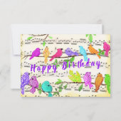Birthday Kaart Colorful Musical Spring Birds (Achterkant)