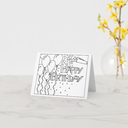 Birthday Kaart - Colour Kaart (Gele Bloem)