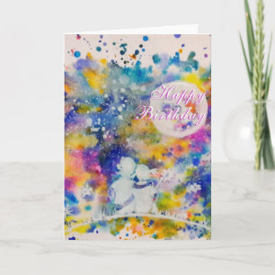 Birthday Kaart Couple Moon Dreams - Schilderen