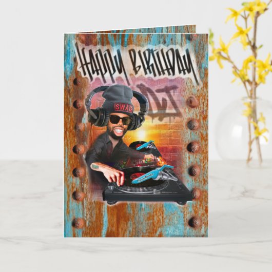 Birthday-kaart DJ Kaart (Gele Bloem)