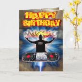 Birthday-kaart DJ Kaart (Gele Bloem)