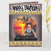 Birthday-kaart DJ Kaart (Gele Bloem)