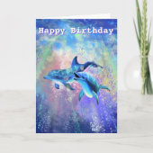Birthday Kaart Dolphin Couple - Jouw tekst (Voorkant)
