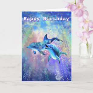 Birthday Kaart Dolphin Couple - Jouw tekst