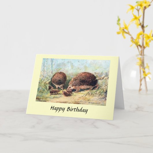 Birthday-kaart - egel kaart (Gele Bloem)