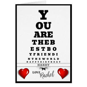 Birthday Kaart-Eye Chart-Fun-Heart-Personalize-Man