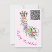 Birthday Kaart Flowers Bouquet Giraffe QR Code Wis (Voorkant)