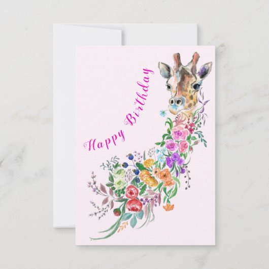 Birthday Kaart Flowers Bouquet Giraffe QR Code Wis (Achterkant)