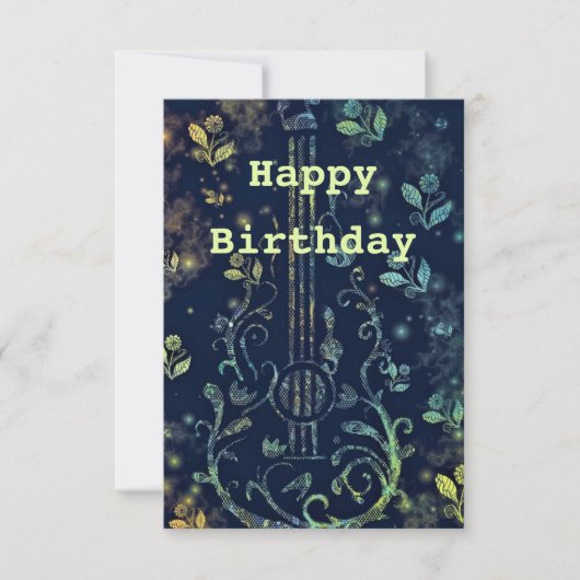 Birthday Kaart Flowers Guitar Musical (Voorkant)