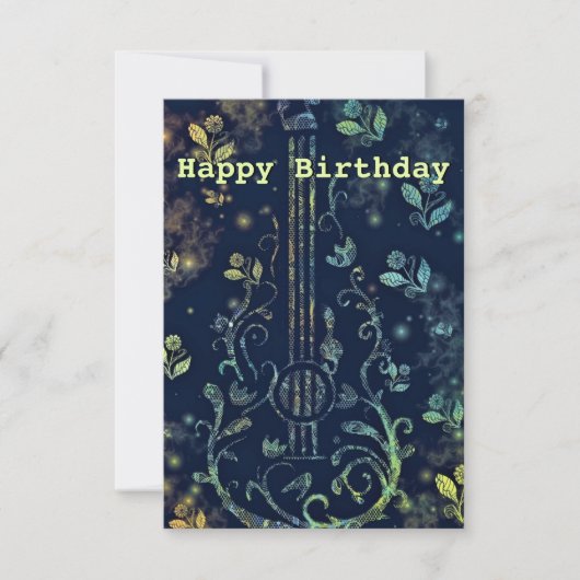 Birthday Kaart Flowers Guitar Musical (Voorkant)