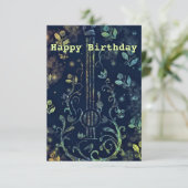 Birthday Kaart Flowers Guitar Musical (Staand voorkant)