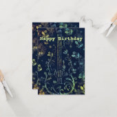 Birthday Kaart Flowers Guitar Musical (Voorkant / Achterkant in situ)