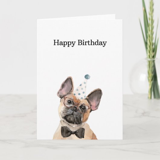 Birthday Kaart, Franse Kaart Bulldog (Voorkant)
