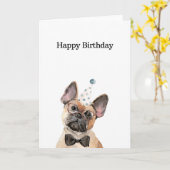 Birthday Kaart, Franse Kaart Bulldog (Gele Bloem)