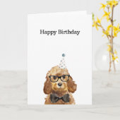 Birthday Kaart, Golden Honey Cockapoo Kaart (Gele Bloem)