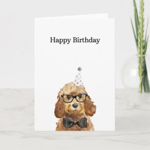 Birthday Kaart, Golden Honey Cockapoo Kaart
