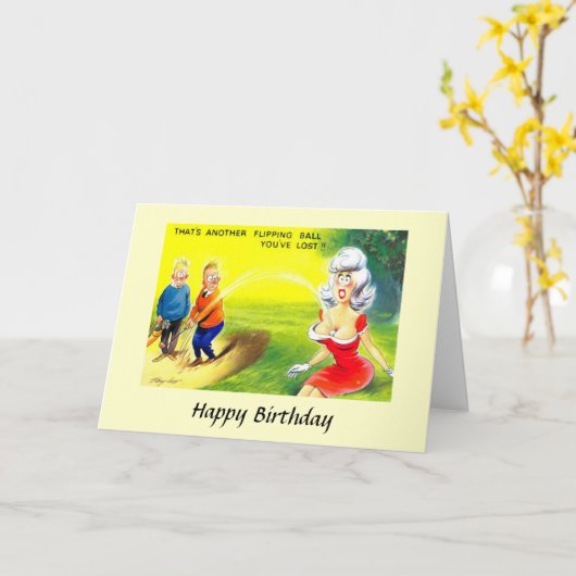 Birthday Kaart - Golf - Lost Ball (Gele Bloem)