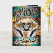 Birthday-kaart graffiti-schedel kaart (Gele Bloem)