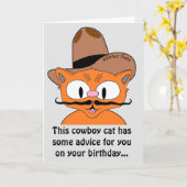 Birthday Kaart Humoureuze Cartoon Cowboy Mustache (Gele Bloem)