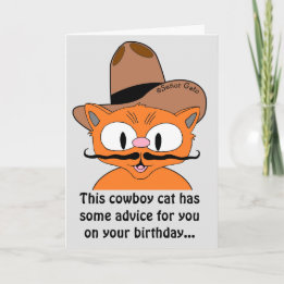 Birthday Kaart Humoureuze Cartoon Cowboy Mustache