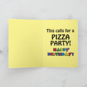 Birthday Kaart Humoureuze Mustache Cat Pizza Party (Binnen)