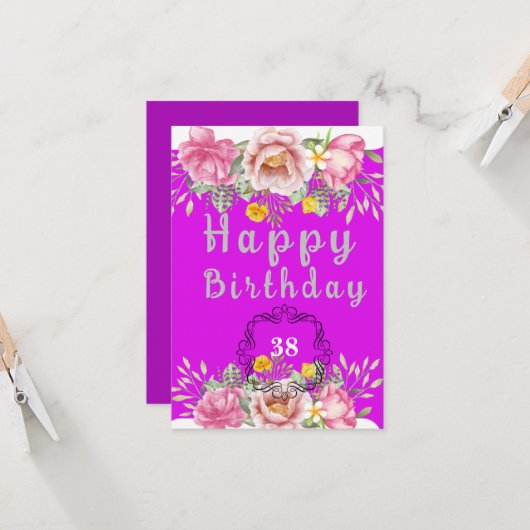 Birthday-kaart Kaart (Voorkant / Achterkant in situ)