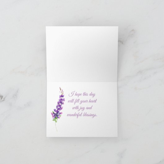 Birthday-kaart lavender Border waterverf Kaart (Binnen)