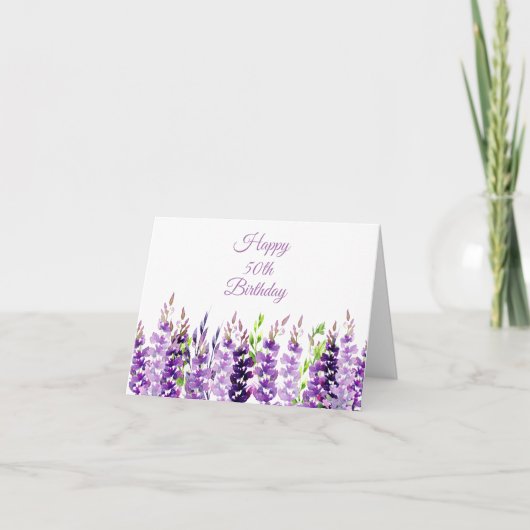 Birthday-kaart lavender Border waterverf Kaart (Voorkant)