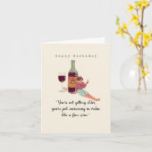 Birthday Kaart - Leeftijd en wijn (Gele Bloem)