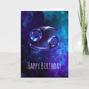 Birthday Kaart met blauw ruimtecanker