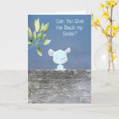 Birthday Kaart met Blue Dog die de glimlach-Kinder (Gele Bloem)