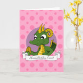 Birthday-kaart met Cartoon draak Kaart (Gele Bloem)