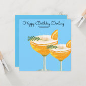 Birthday-kaart, met cocktail en leuke boodschap kaart (Voorkant / Achterkant in situ)