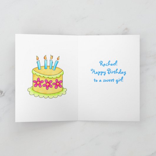 Birthday Kaart met Gele Cake (Binnen)