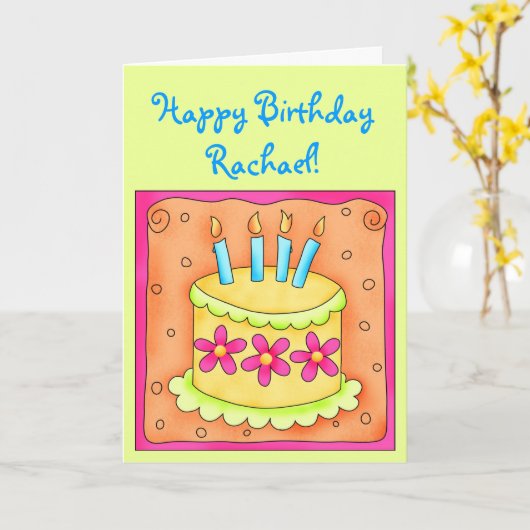 Birthday Kaart met Gele Cake (Gele Bloem)