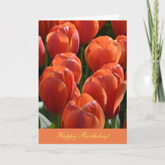 Birthday-kaart met Oranje Tulips Kaart (Voorkant)