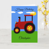 Birthday-kaart met Red Tractor Kaart (Gele Bloem)